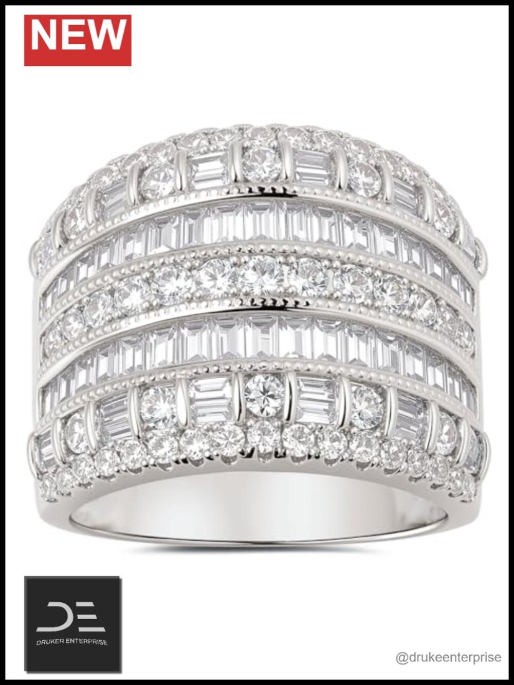 White Gold Plated Baguette Cubic Zirconia Eternity Ring